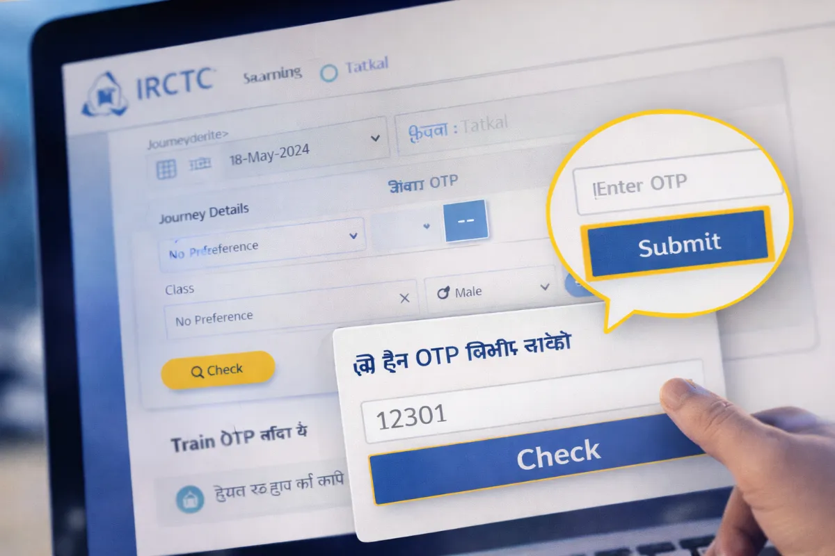 Train OTP Checker Website Tatkal Ticket OTP लगेगा या नहीं कैसे चेक करें